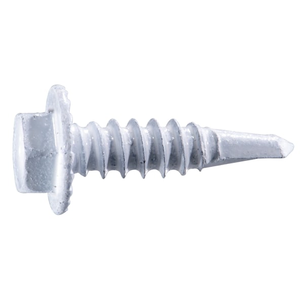 Midwest Fastener Self-Drilling Screw, #10 x 3/4 in, White Ruspert Steel Flange Hex Head External Hex Drive, 100 PK 54483 - main